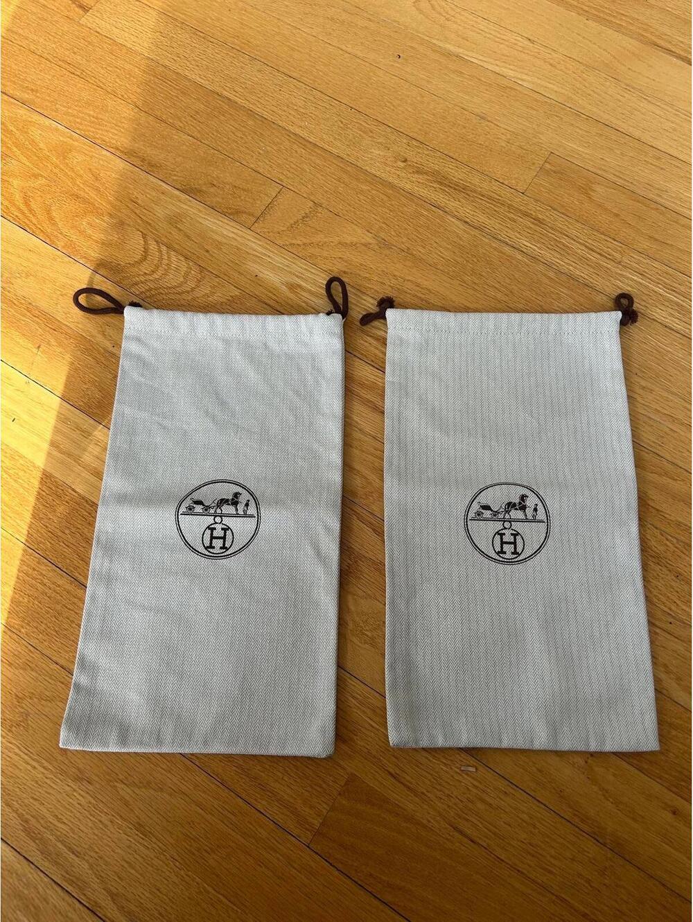 New Authentic Hermes Herringbone Drawstring Dust Shoe Covers